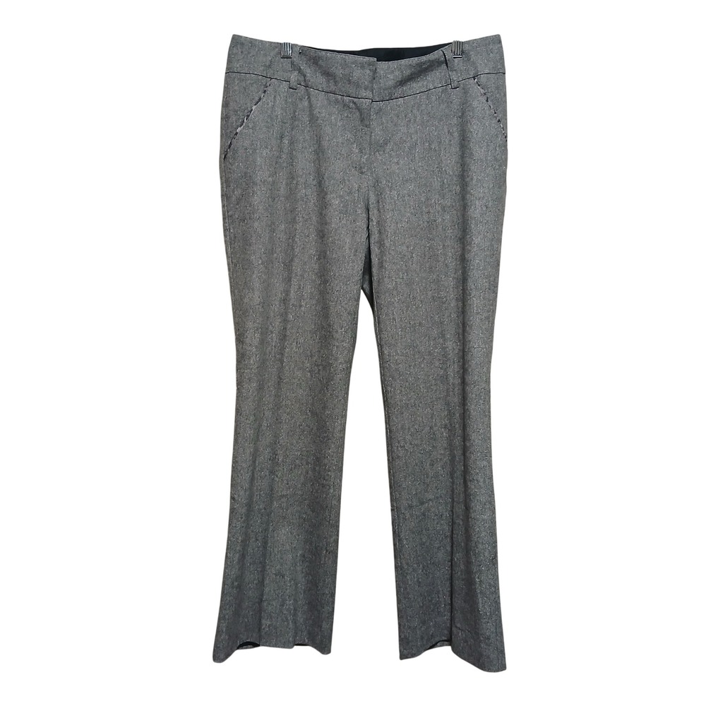 Cache Gray Wool Blend Leopard Trim Flare Leg Dress Pants Mens Size 10 74578
